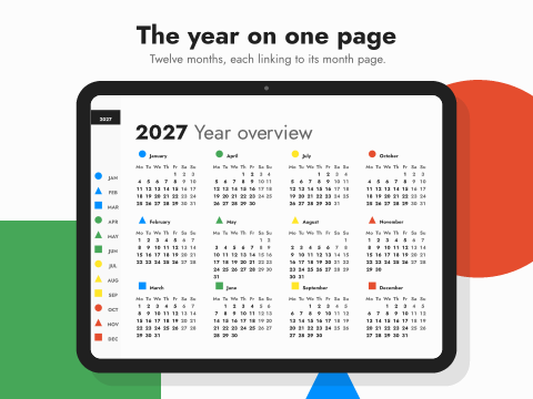 The year on one page: Twelve months, each linking to its month page.