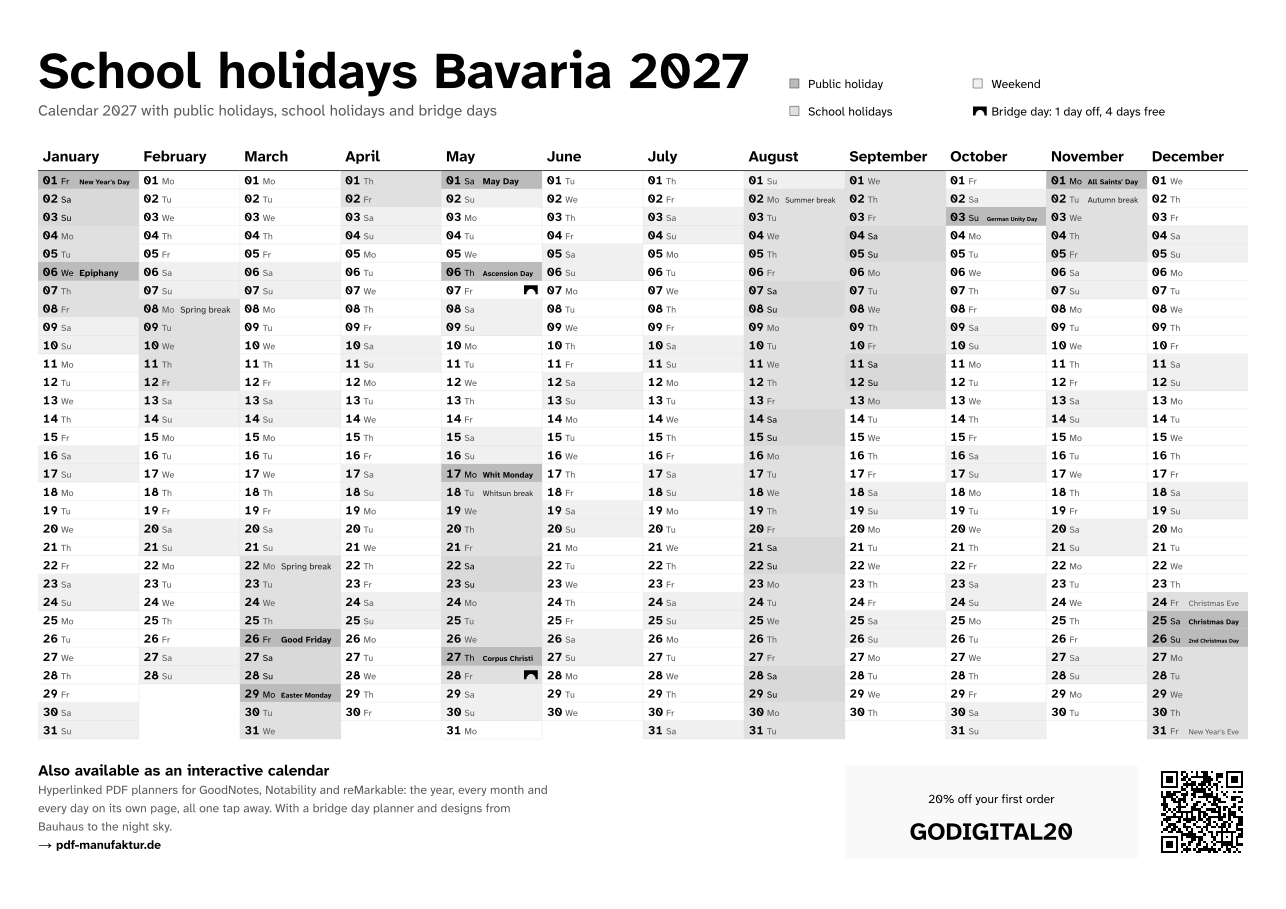 Preview: Public holidays Thuringia 2026